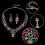 EVER FAITH Austrian Crystal Enamel Party Flower Cluster Drop Necklace Earrings Set