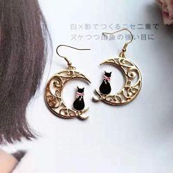 2 pieces Gold Plated Sailor Moon Animal Cat Moon Earrings Gift for Girls Women Jewelry