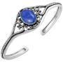 Natural Lapis Cuff Bangle 925 Silver Overlay e Vintage Boho Style Jewelry For Women