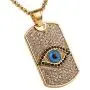 AsAlways Men & Women 18K Gold Eye of Horus Egypt Charm Jewelry Dog Tag Good Luck Success Amulet Friendship Cross pendant