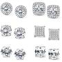 Jstyle Halo Cubic Zirconia Stud Earrings for Women Clear CZ Round Square Stud Earrings Set Ear Jewelry