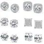 Jstyle Halo Cubic Zirconia Stud Earrings for Women Clear CZ Round Square Stud Earrings Set Ear Jewelry Jstyle Halo Cubic Zirconia Stud Earrings for Women Clear CZ Round Square Stud Earrings Set Ear Jewelry