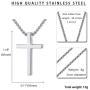 Reve Simple Stainless Steel Silver Tone Cross Pendant Chain Necklace for Men Women, 20-22 Inches