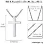 Reve Simple Stainless Steel Silver Tone Cross Pendant Chain Necklace for Men Women, 20-22 Inches Reve Simple Stainless Steel Silver Tone Cross Pendant Chain Necklace for Men Women, 20-22 Inches