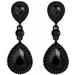 BriLove Womens Wedding Bridal Crystal Teardrop Infinity Figure 8 Dangle Earrings