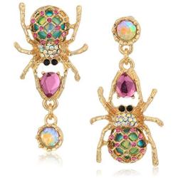 Betsey Johnson Spider Non-Matching Drop Earrings