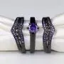 wedding ring set Two Rings His Hers Couples Matching Rings Womens 2pc Black Gold Filled Amethyst CZ Wedding Engagement Ring Bridal Sets Mens Titanium Wedding Band wedding ring set Two Rings His Hers Couples Matching Rings Womens 2pc Black Gold Filled Amethyst CZ Wedding Engagement Ring Bridal Sets Mens Titanium Wedding Band