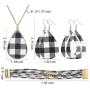 MTSCE 4 Pc Womens Glitter Jewelry Sets Plaid Print Leather Multi-Layer Bracelet Necklace Earrings Sets for Women Girls