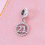 5,10,15,16,17,18,20,21,25,30,35,40,42,49,50,55,60,65,70 Number Charms for European Bracelet, 925 Sterling Silver Birthday Pendant Beads with CZ, Gifts for Mothers Day/Anniversary