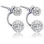 BEAUTY Crystal Ball Earring 925 Sterling Silver Rhinestone Double Ball Earring Jewelry For Women