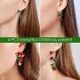 Christmas Jingle Bell Earrings,Kapmore 4 Pairs Christmas Earring Set Costume Jewelry Gift for Women Girls Cute Festive Xmas Drop Dangle Earrings Festive Holiday Birthday Party Gift