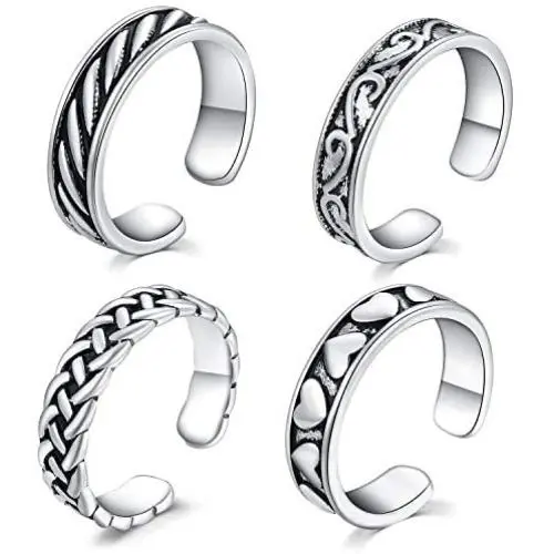 Anicina Toe Rings for Women Adjustable Toe Rings Set Open Thin Band Hollow Foot Rings Flower Tail Ring Summer Beach Foot Jewelry Anicina Toe Rings for Women Adjustable Toe Rings Set Open Thin Band Hollow Foot Rings Flower Tail Ring Summer Beach Foot Jewelry