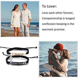 VNOX Personalized Custom Name Date Handmade Braided Rope Mutual Attraction Couples Bracelets for Him and Her Matching Relationship ID Couple Bracelets