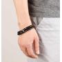 LOLIAS 3Pcs Stainless Steel Braided Leather Bracelet for Men Women Leather Wrist Band Cuff Bangle Bracelet Magnetic Clasp 7.5-8.5 inches