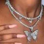 Gangel Silver Butterfly Layered Choker with Rhinestone Tennis Chain Fashion Necklace Stylish Design Pendant Pretty Jewelry for Party Dating Vacation for Women and Girls(Pack of 1) Gangel Silver Butterfly Layered Choker with Rhinestone Tennis Chain Fashion Necklace Stylish Design Pendant Pretty Jewelry for Party Dating Vacation for Women and Girls(Pack of 1)