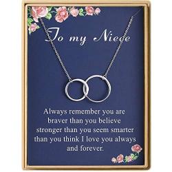 Lcherry Niece Necklace Two Interlocking Infinity Double Circles S925 Sterling Silver Necklace to My Niece Gift for Women