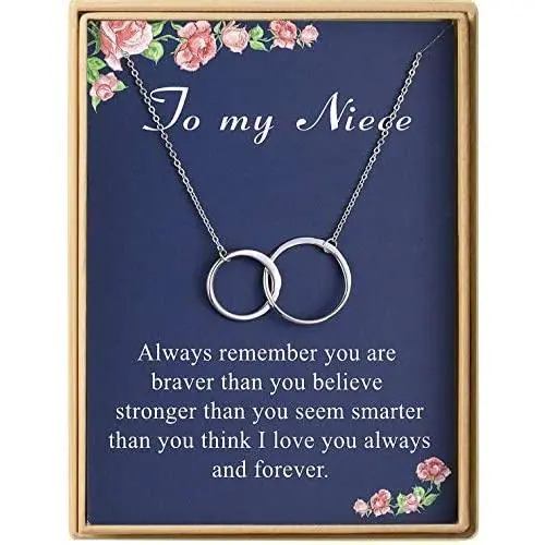 Lcherry Niece Necklace Two Interlocking Infinity Double Circles S925 Sterling Silver Necklace to My Niece Gift for Women Lcherry Niece Necklace Two Interlocking Infinity Double Circles S925 Sterling Silver Necklace to My Niece Gift for Women