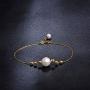 Freshwater Cultured White Pearl Bracelet 18K Yellow Gold Adjustable Link Chain 8-8.5mm Pearl Bracelet Wrist Jewelry Gifts for Women Girls