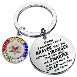 SEIRAA OES Symbol Jewelry Order of The Eastern Star Sorority Gift Always Remember You’re Braver Than you Believed Key Chain