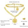 Harlermoon Initial Necklace Anklet Bracelet 18K Gold Plated Figaro Link Chain Bracelet Hexagon A-Z Monogram Letter Charms Jewelry Set for Women Girls