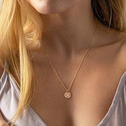 MONOZO Zodiac Necklace for Women, 14K Gold Filled CZ 12 Constellation Pendant Necklace Minimalist Zodiac Sign Necklaces Astrology Disc Necklace Jewelry Gifts for Girls