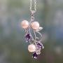 NOVICA Cream Cultured Freshwater Pearl Amethyst Rhodium Plated Silver Necklace, 18'' Sincerely Yours