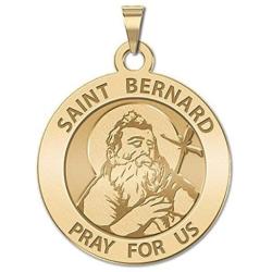 PicturesOnGold.com Saint Bernard of Menthon Round Religious Medal 14K Yellow or White Gold, or Sterling Silver