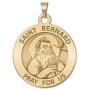 PicturesOnGold.com Saint Bernard of Menthon Round Religious Medal 14K Yellow or White Gold, or Sterling Silver