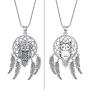Dream Catcher Necklace for Women, Owl Sterling Silver Pendant with Feather and Cubic Zirconia, Oxidized Technology Special Effect - Lucky Amulet Jewelry Gift Ideas