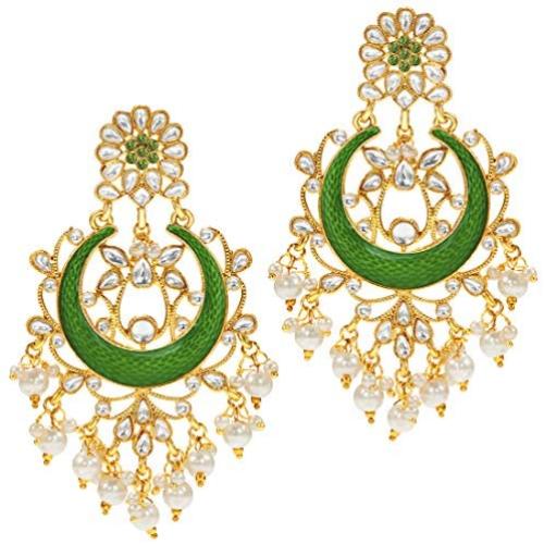 Aheli Indian Traditional Chandbali Dangle Earring Ethnic Festive Bollywood Wedding Jewelry for Women