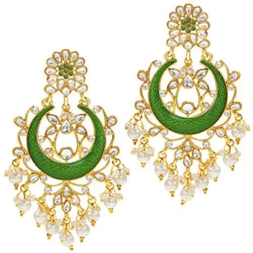 Aheli Indian Traditional Chandbali Dangle Earring Ethnic Festive Bollywood Wedding Jewelry for Women Aheli Indian Traditional Chandbali Dangle Earring Ethnic Festive Bollywood Wedding Jewelry for Women