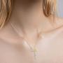 PRAYMOS 925 Sterling Silver Sideways Cross Necklace for Women Synthetic Opal Dainty Necklace 18in Silver Chain and 2in Adjustable Extender