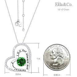 Mothers Day Birthday Gifts for mom Double Hearts Forever Love Infinity Jewelry April Simulated Diamond Birthstones Emerald Peridont and more stones Necklace for Wife Sterling Silver