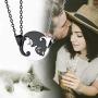 Couple Heart/Cat Necklaces, 2pcs Necklaces/Set, Black/18K Real Gold Plated 316L Stainless Steel, Mens Womens Jewelry (with Gift Box)