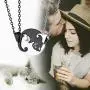 Couple Heart/Cat Necklaces, 2pcs Necklaces/Set, Black/18K Real Gold Plated 316L Stainless Steel, Mens Womens Jewelry (with Gift Box)