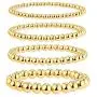 Gold Beaded Bracelets for Women, 14K Gold Plated Bead Ball Layered Bracelets Set Copper Beads Stackable Elastic Stretch Gold Bracelets Fashion Beaded Jewelry Gold Beaded Bracelets for Women, 14K Gold Plated Bead Ball Layered Bracelets Set Copper Beads Stackable Elastic Stretch Gold Bracelets Fashion Beaded Jewelry