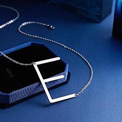 RINHOO Stainless Steel Large Silver Initial Alphabet 26 Big Letters Script Name Pendant Chain Necklace from A-Z