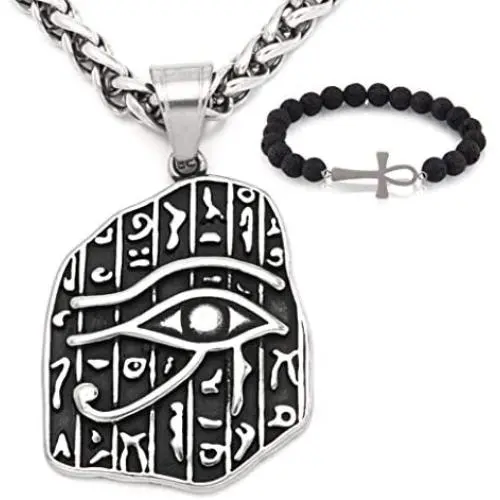 Gungneer Eye of Ra Necklace Pendant Stainless Steel Keel Chain Symbol of Protection Ancient Egypt Jewelry Gift Gungneer Eye of Ra Necklace Pendant Stainless Steel Keel Chain Symbol of Protection Ancient Egypt Jewelry Gift