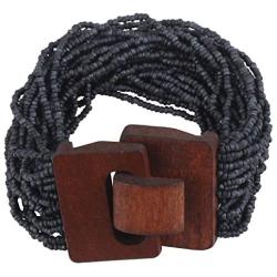 Coiris Multi Layers Seed Beads Wide Bangle Strand Bracelet for Women (BR1167)