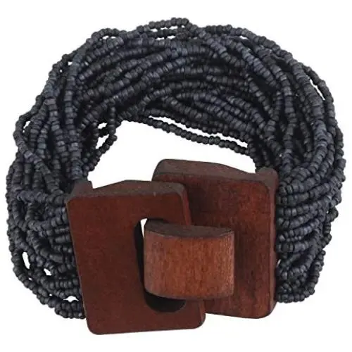 Coiris Multi Layers Seed Beads Wide Bangle Strand Bracelet for Women (BR1167) Coiris Multi Layers Seed Beads Wide Bangle Strand Bracelet for Women (BR1167)