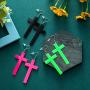 3 Pairs Women Fashion Retro Neon Earrings for 80s Party or Retro Costume Party (Cross Earings)