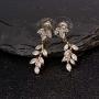 Women’s Cubic Zirconia Wedding Earrings - Sterling Silver Crystal CZ Rhinestone Cluster Floral Leaf Bridal Chandelier Earrings for Bride Bridesmaids Mother of Bride Party Prom Costume Jewelry