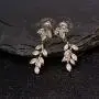 Women’s Cubic Zirconia Wedding Earrings - Sterling Silver Crystal CZ Rhinestone Cluster Floral Leaf Bridal Chandelier Earrings for Bride Bridesmaids Mother of Bride Party Prom Costume Jewelry