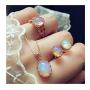 PROTUSTER Vintage Necklace Earring Ring Set Gold Knuckle Ring Stackable Joint Midi Finger Rings Rhinestone Pendant Earrings Hand Jewelry for Women and Teens Girls(Necklaces Earrings Set)