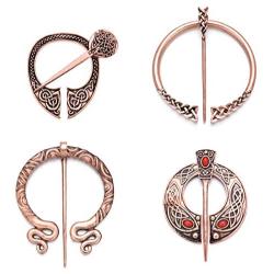 Lilbetter-Club 4 Pack Vintage Viking Norse Fibula Penannular Brooch Apron Buckle Clasp Cloak Pin Women Girls Scarf Cloak Shawl Buckle Clasp Pin Brooch for Men