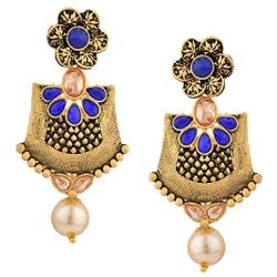Efulgenz Boho Vintage Antique Gold Ethnic Gypsy Tribal Indian Bollywood Crystal Pearl Drop Dangle Earrings Jewelry Set