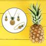 Lola Bella Gifts 3 Piece Pineapple Pendant Necklace Bracelet Earrings Set with Gift Box