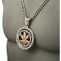 Hip Hop 18K Gold Plated Whirligig Spin Hemp weeds Leaf Necklaces Men Women Charm Crystal Weed Chains