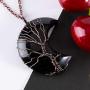 Bivei Tree of Life Crescent Moon Necklace Copper Wire Wrap Natural Gemstones Pendant Crystals and Healing Stones Necklace