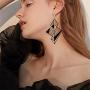 DAMLENG Fashion Lightweight Unique 1980s Retro Style Chandelier Dangle Drop Hollow Earrings Black Geometry Acrylic Earrings for Women Girls
